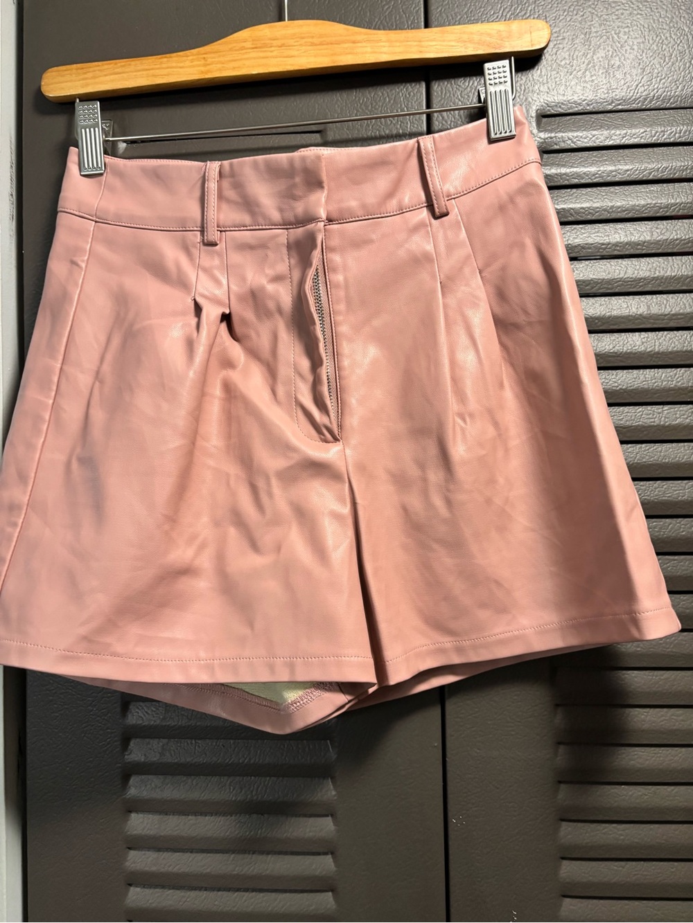 Francesca's Collections Blush Pink High-Waist Faux Leather Shorts